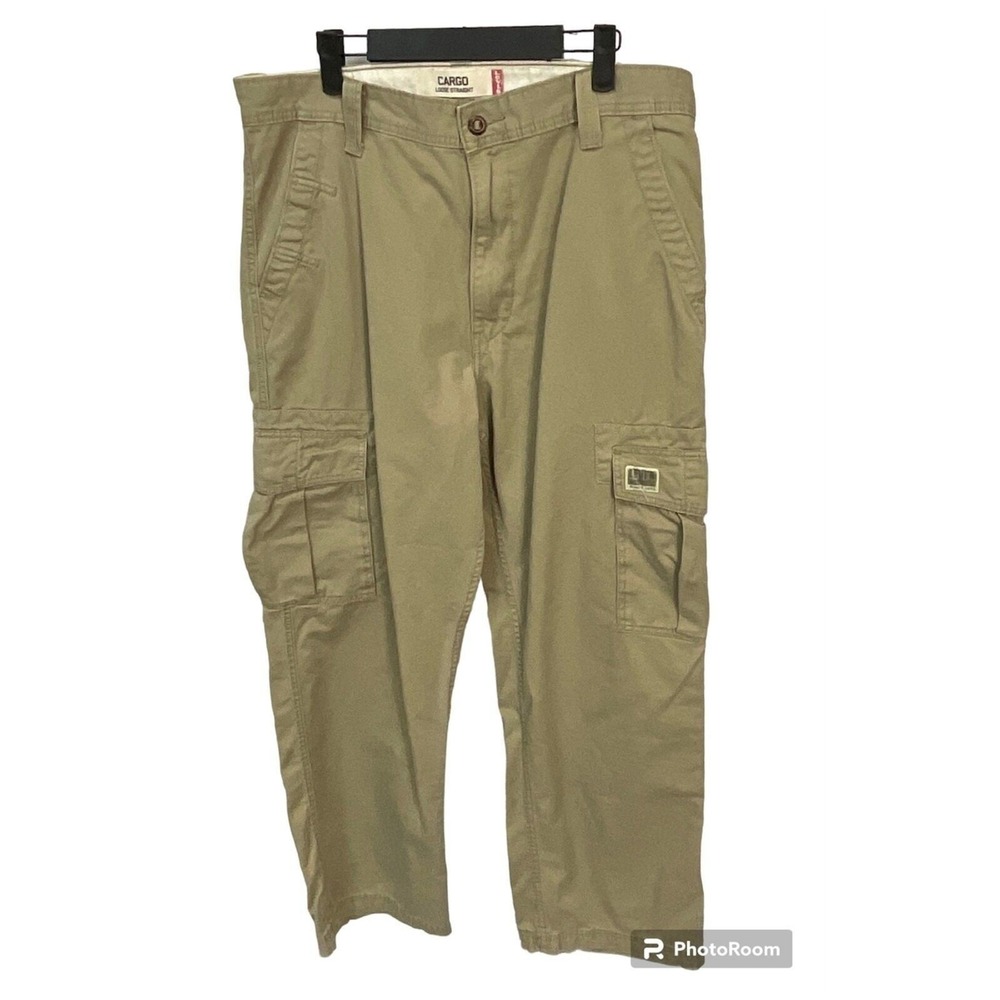 Levis Mens Cargo Pants Loose Straight Khaki Utility‎ Pockets Size 34x32 Skater T